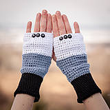 Rukavice - Bavlnené čierno šedo biele rukavice - 4894577_