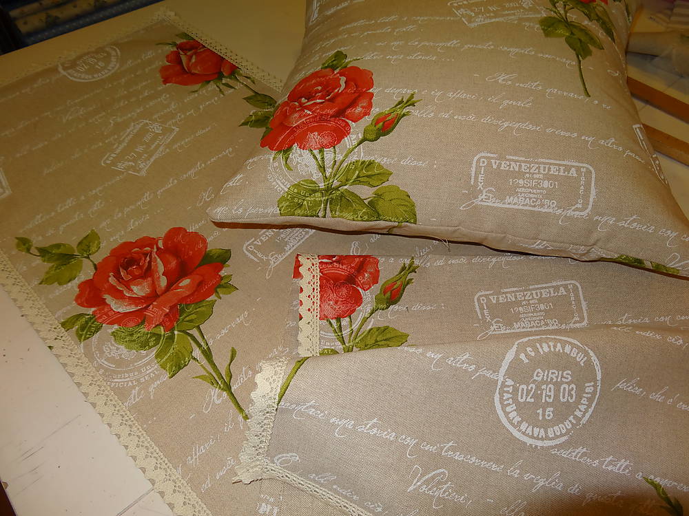 sada na želanie štola vankúše prírodné z krajkou..