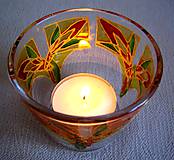 Svietidlá a sviečky - Rozkvitaj - na zlato - maľovaný sklenený svietniček - 4901957_
