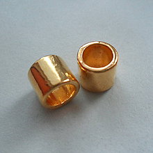 Korálky - Kovová rúrka 6x7mm/otvor 5mm-1ks (zlatá) - 4905716_