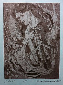 Grafika - Vo víre (bytia) - 3 grafické listy - čierna na modrom - 4911469_