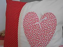 Úžitkový textil - Prehoz, vankúš patchwork vzor červeno-smotanová, obliečka - 4913796_