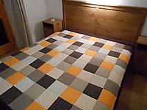 Úžitkový textil - Prehoz, vankúš patchwork vzor čokoládovo žlto oranžová ( rôzne varianty veľkostí ) - 4913816_