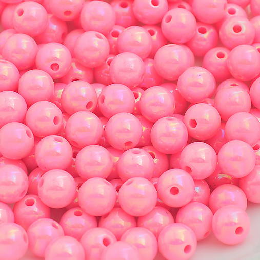  - Plastové rúžové korálky 8mm (balíček 30ks) - 4913681_