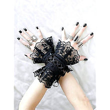 Náramky - Gothic čierne náramky na ruky s čipkou a šnurovaním 0140-01 - 4938828_