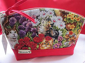 Kabelky - Taštička mačičky v kvetinkách - 4935388_