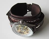 Náramky - Štýlové pánske hodinky, kožený náramok - 4939653_