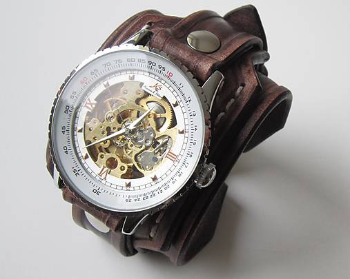 Štýlové pánske hodinky, kožený náramok
