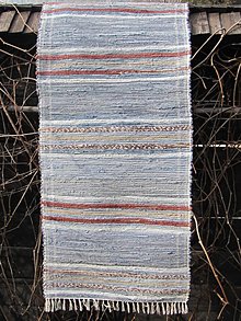 Úžitkový textil - Ručne tkaný koberec,  jeansový, 60x150 cm - 4951253_