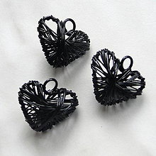Komponenty - Drôtené srdce-22mm-1ks (čierna) - 4959149_