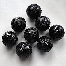 Korálky - Voskované vrúbkované korálky 12mm-1ks (čierna) - 4959203_