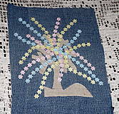 Úžitkový textil - Smutná vŕba - riflový obraz - 4957157_