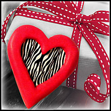 Magnetky - Valentínska magnetka - srdce (zebra) - 4968845_