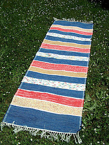 Úžitkový textil - Ručne tkaný koberec, chalupársky modrý - 4976933_
