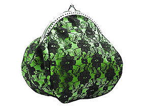 Taštičky - Čierno zelená čipkovaná kabelka 0620A - 4988478_