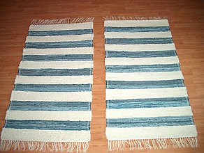 Úžitkový textil - Ručne tkaný koberec rifľový / ba - 4999188_