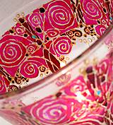 Svietidlá - Roztancované špirálky ružové - maľovaný sklenený svietniček - 5000363_