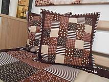 Úžitkový textil - Prehoz, vankúš patchwork vzor čokoládovo-béžová ( rôzne varianty veľkostí ) - 5013257_
