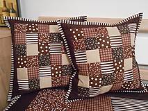 Úžitkový textil - Prehoz, vankúš patchwork vzor čokoládovo-béžová ( rôzne varianty veľkostí ) - 5013263_
