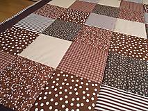 Úžitkový textil - Prehoz, vankúš patchwork vzor čokoládovo-béžová ( rôzne varianty veľkostí ) - 5013264_