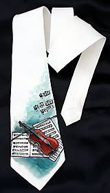 Pánske doplnky - Ručne maľovaná hodvábna kravata - Husle - Violine - 5012543_