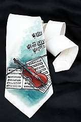 Pánske doplnky - Ručne maľovaná hodvábna kravata - Husle - Violine - 5012544_