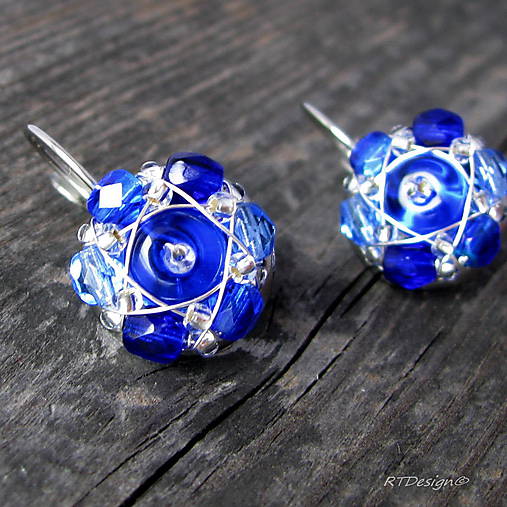 Náušnice - Náušničky Sapphire Flowers III...  - 5013807_