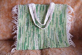 Kabelky - Tkaná taška zeleno-biela - 5013345_