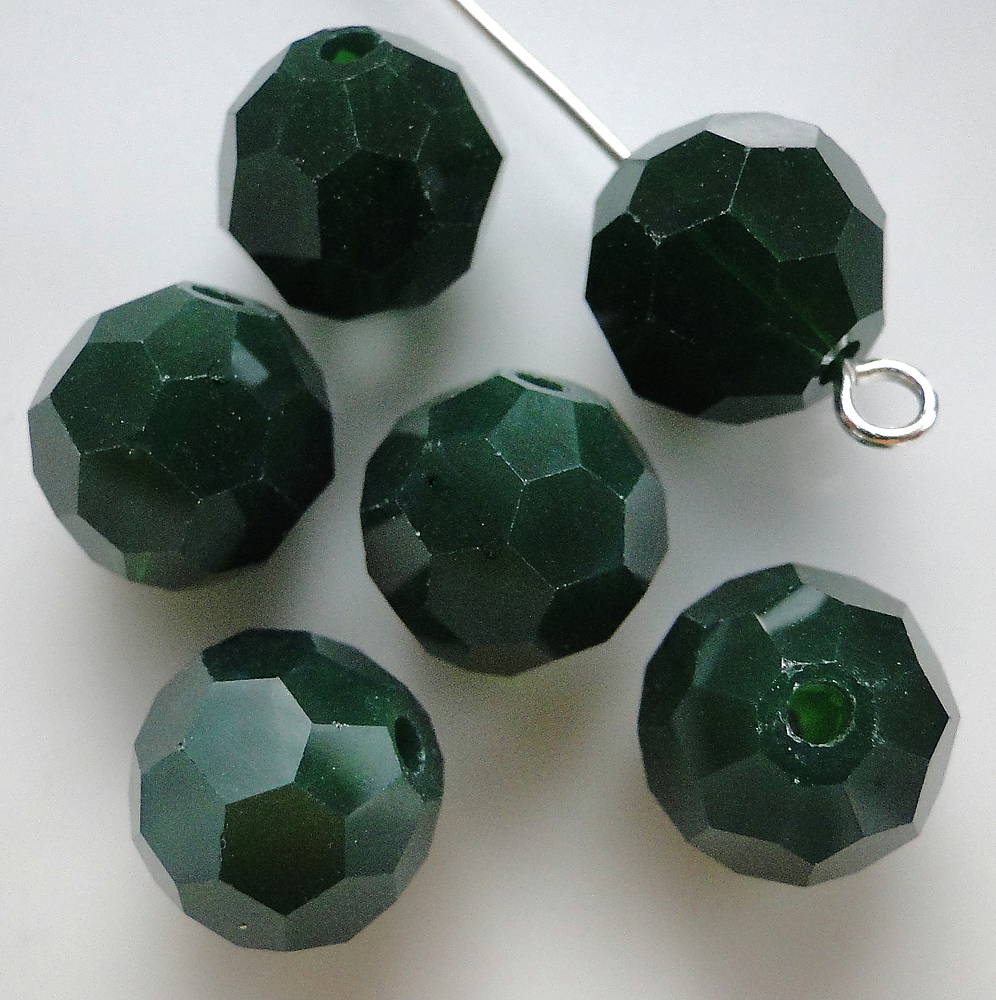 Sklenené brús.korálky DISCO 10mm-1ks (32 tm.zelená)