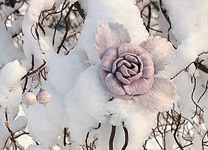 Brošne - Set brošna ľadová ruža a náušnice - 5027980_