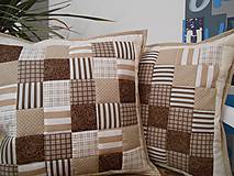 Úžitkový textil - Prehoz, vankúš patchwork vzor čokoládovo-béžová ( rôzne varianty veľkostí ) - 5034179_