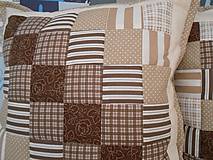 Úžitkový textil - Prehoz, vankúš patchwork vzor čokoládovo-béžová ( rôzne varianty veľkostí ) - 5034184_