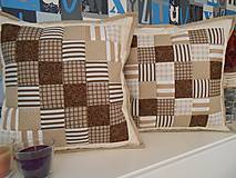 Úžitkový textil - Prehoz, vankúš patchwork vzor čokoládovo-béžová ( rôzne varianty veľkostí ) - 5034210_