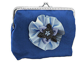 Kabelky - Spoločenská modrá kabelka s ozdobou 13955AH - 5038640_