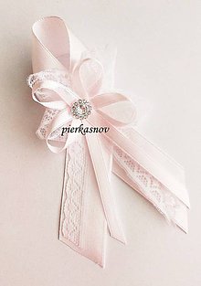 Svadobné pierka - Svadobné pieko veľké - bielo - ružové s čipkou a so štrasom - 5062828_