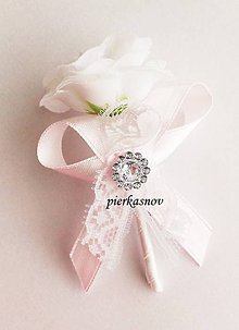 Svadobné pierka - Svadobné pierko ruža bielo - ružové s čipkou a so štrasom - 5062844_