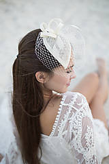 Ozdoby do vlasov - Svadobný klobúčik so závojom - 5066710_