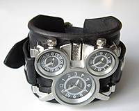 Náramky - Pánske hodinky s koženým náramkom čierne - 5067334_