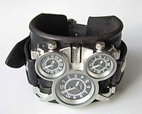 Náramky - Pánske hodinky s koženým náramkom čierne - 5067335_