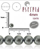 Korálky - Voskované perly zn.Estrela (12478 - hematitová) 4mm, bal.31ks - 5074862_