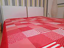 Úžitkový textil - Prehoz, vankúš patchwork vzor červená( rôzne varianty veľkostí ) - 5078675_