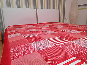 Úžitkový textil - Prehoz, vankúš patchwork vzor červená( rôzne varianty veľkostí ) - 5078675_