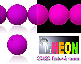 Korálky - Mačkané korálky Neon 25125 FIALOVÁ 4mm, balenie 25ks - 5078619_
