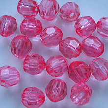 Korálky - Plast fazet 8mm-20ks (ružová) - 5082556_