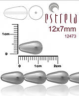 Korálky - Voskované kvapky zn.Estrela (12473 - šedá) 12x7mm, bal.10ks - 5085559_