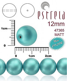 Korálky - Voskované perly zn.Estrela (47365 - matná tyrkysová) 12mm, bal.8ks - 5084186_