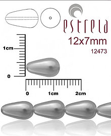 Korálky - Voskované kvapky zn.Estrela (12473 - šedá) 12x7mm, bal.10ks - 5085559_