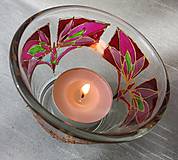 Svietidlá a sviečky - Rozkvitaj - na ružovo - maľovaný sklenený svietniček - 5087440_