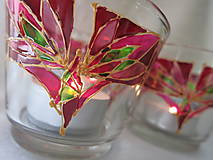 Svietidlá a sviečky - Rozkvitaj - na ružovo - maľovaný sklenený svietniček - 5087445_