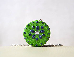 Náhrdelníky - Folk náhrdelník zelený - 5091581_